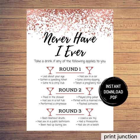 Girls Night Games Never Have I Ever Drinking Game Ladies Etsy Canada