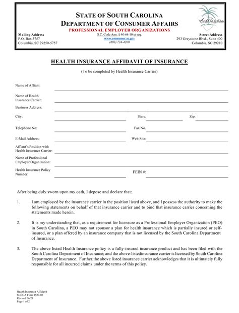 Scdca Form Peo 08 Download Fillable Pdf Or Fill Online Health Insurance