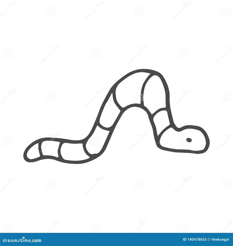 Freehand Drawn Black And White Cartoon Worm Stock Vector Illustration