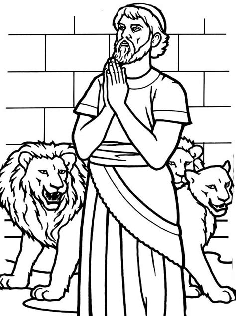 Jesus And The Lions Coloring Page