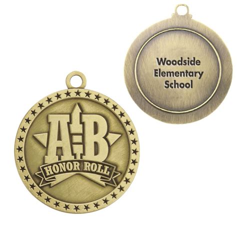 A B Honor Roll Gold Academic Medallion Personalized Positive Promotions