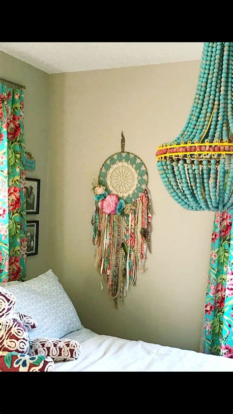 Handmade Boho Dream Catcher From Poetry Tea Turquoise Coral Pink And