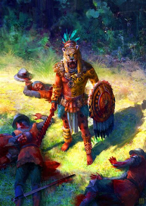 Aztec Jaquar Warrior With Dead Spaniards Aztec Art Mayan Art Aztec