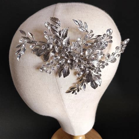 Vintage Crystal Bridal Hair Clips Handmade Barrettes Antique Silver