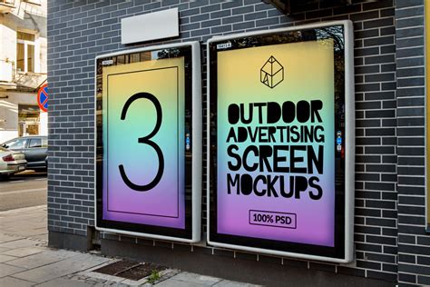 Outdoor Ad Screen Mock Ups 3 Creative Product Mockups Creative Market