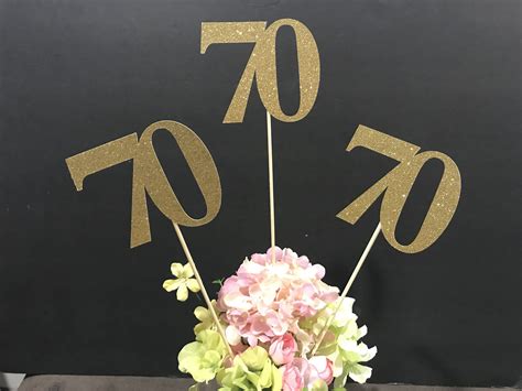 70th Birthday decoration, 70th Birthday Centerpiece Sticks, Glitter