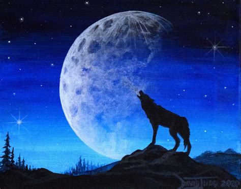 Moon Howlwolf Artoriginal Acrylic Paintingwolf Howling At Etsy