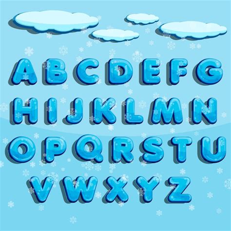 Premium Vector Winter Vector Alphabet With Snow