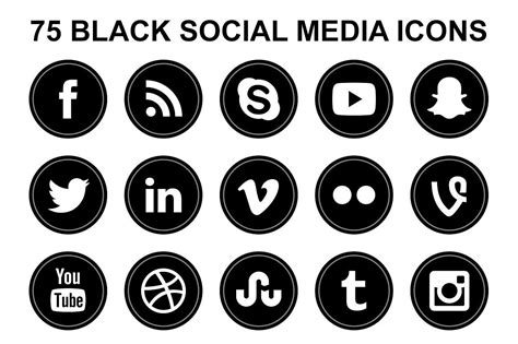 Black Social Media Round Icons Social Media Icons Media Icon Icon