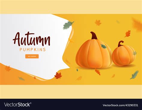 Banner Autumn With Of Realistic Royalty Free Vector Image