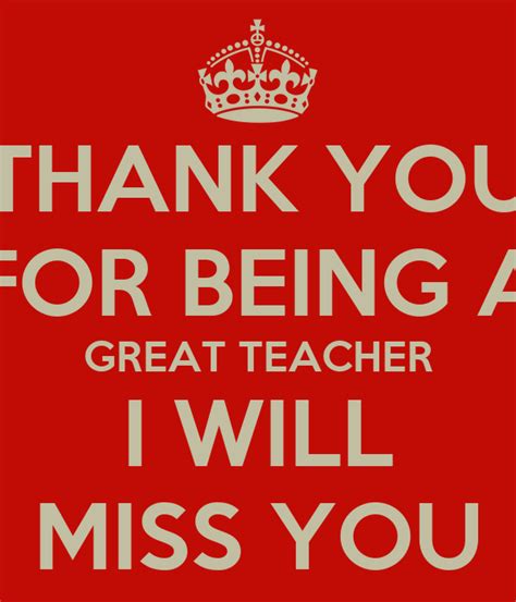 Thank You For Being A Great Teacher I Will Miss You Poster Jasmini