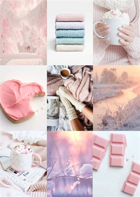Winter Pastel Aesthetic Inspiration Mood Board Valentines Day Mood
