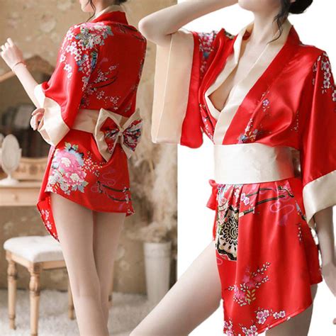 Women Sexy Lingerie Japanese Kimono Floral Robe Yukata Cosplay Nightgown Uniform Buy At A Low