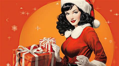 premium ai image beautiful pinup girl dressed as santa claus with ts