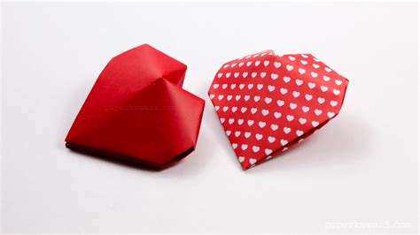 Origami 3d Puffy Heart Instructions Paper Kawaii