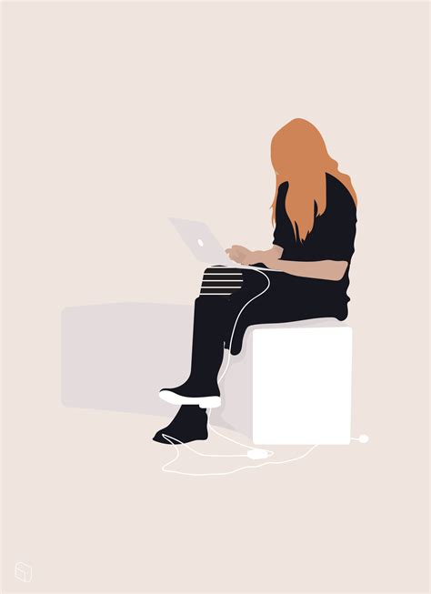 Flat Vector Woman Working With Laptop | People illustration, People cutout, Architecture people