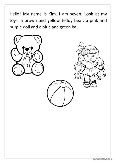 Toys Read And Colour English Esl Worksheets Pdf And Doc