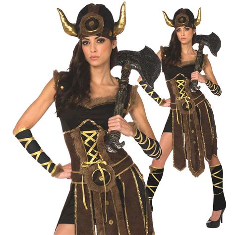 Womens Ladies Viking Barbarian Warrior Princess Fancy Dress Halloween