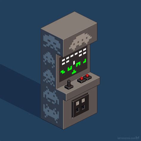 Space Invaders Arcade Cabinet — Isometric Pixel Art Tribute To A Ground