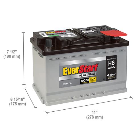 Everstart Platinum Agm Automotive Battery Group H6 12 Volt 760 Cca