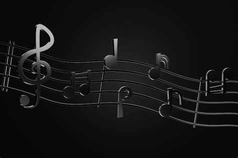 Premium Photo Black Music Notes And Wave Music Lines In Darkness