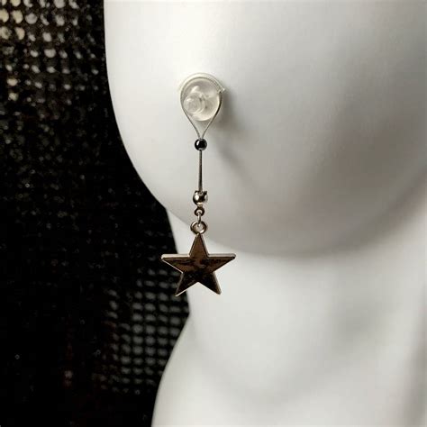 fake nipple piercing noose type silver color twinkle stars etsy