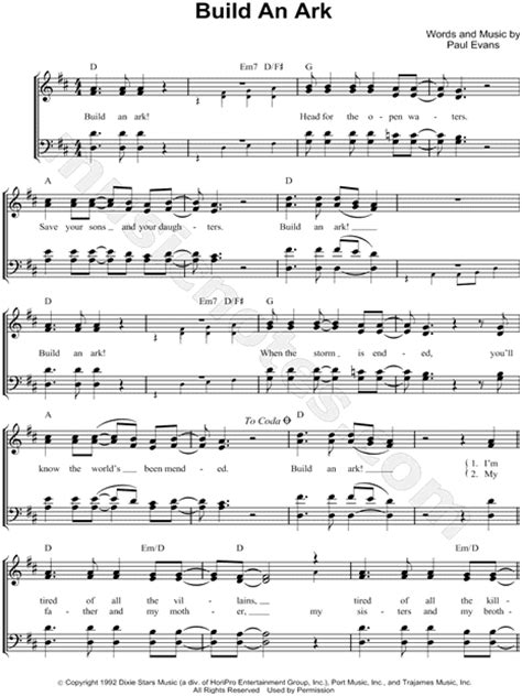 Gaither Vocal Band Build An Ark Sheet Music In D Major Transposable