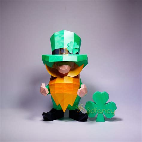 3d Papercraft Gnome Leprechaun Pdf Svg Template For Creating Etsy