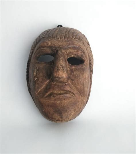 Primitive Wooden Face Mask Mans Face Mask Hand Carved Wooden Mask Wall