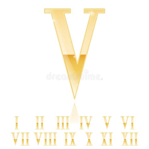 Roman Numeral Five Golden 3d Sign Stock Vector Illustration Of Five