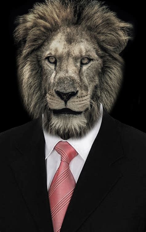 Man In Suit With Lions Head Free Image Download