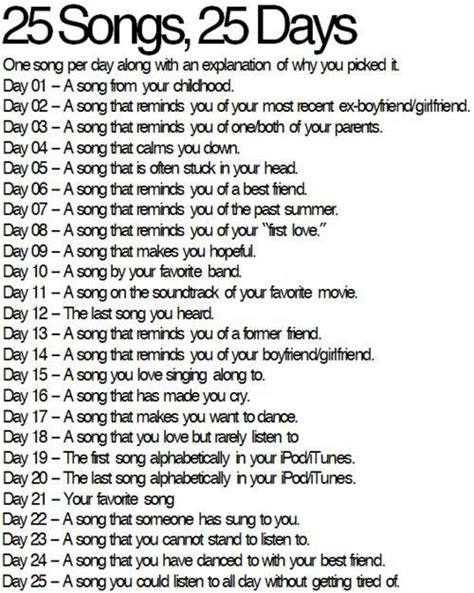 25 Songs 25 Days Blog Challenge Song Notes Journal Prompts Songs