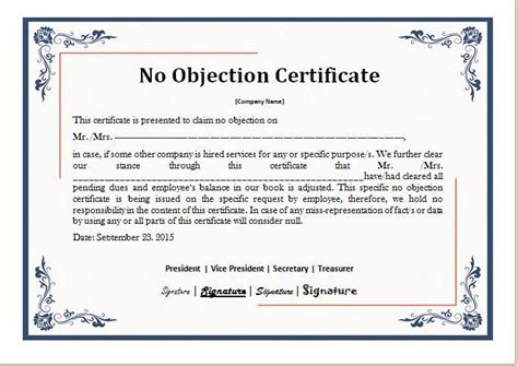 10 No Objection Certificate Templates Free Printable Word And Pdf