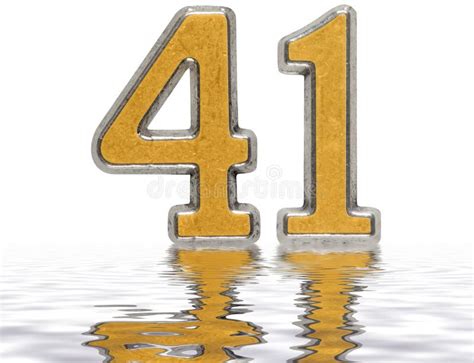 Numeral 41 Forty One Reflected On The Water Surface Isolated Stock
