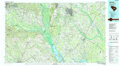 Sumter Topographical Map 1100000 South Carolina Usa