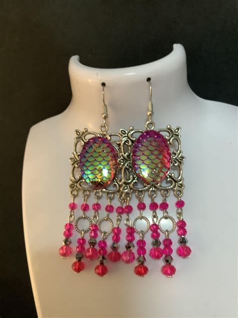 Pmc Silver Hot Pink Chandelier Earrings 35 By Pamelamaycollection