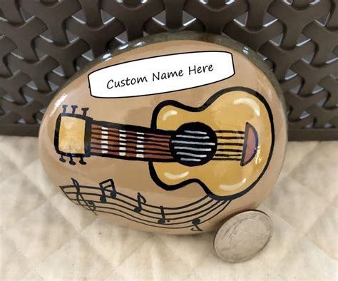 Guitar Painted Rock Custom Painted Guitar Paperweight Orchestra T