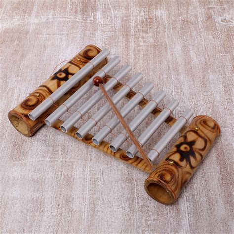 Handcrafted Floral Bamboo Xylophone From Bali Peaceful Tune Novica