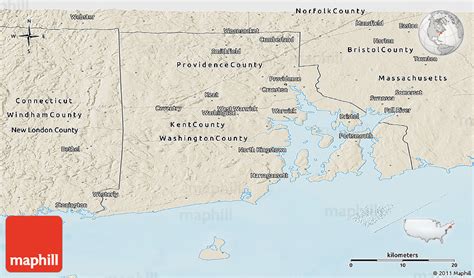 Shaded Relief Panoramic Map Of Rhode Island