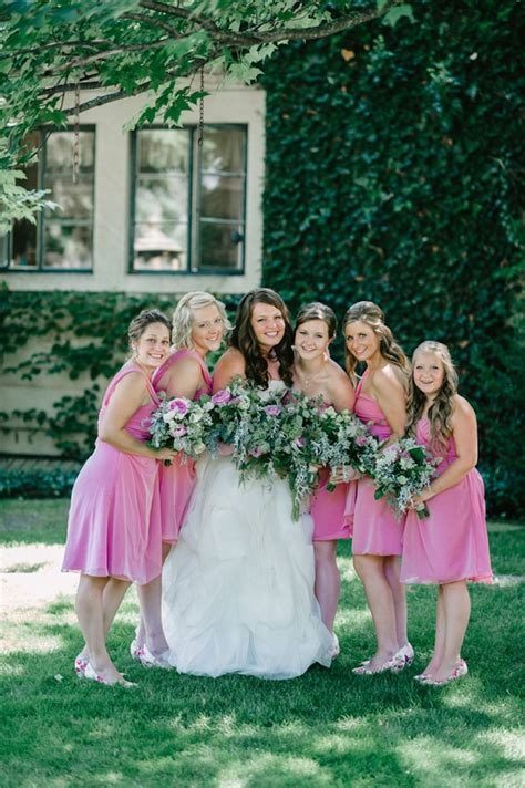 Bride With Pink Bridesmaids