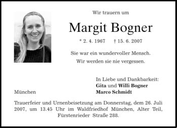Traueranzeigen Von Margit Bogner Trauer Merkur De