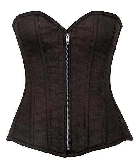 Daisy Corsets Dark Brown Cotton Zip Steel Boned Corset Plus Too Overbust Corset Corset Top