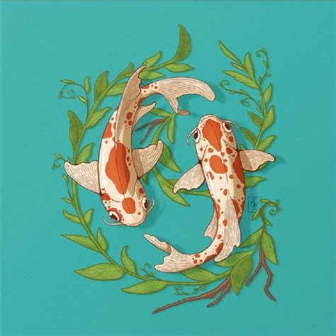 Whimsical Spotted Koi Fish Art Print By Igor San Fish Sketch Koi Art