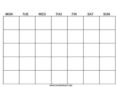 Blank Calendar Weekly Template By Calendarkart On Dribbble