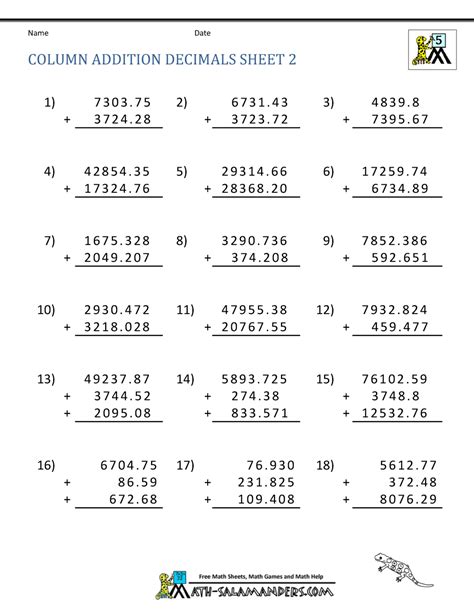 Adding Decimals With Grids Worksheets