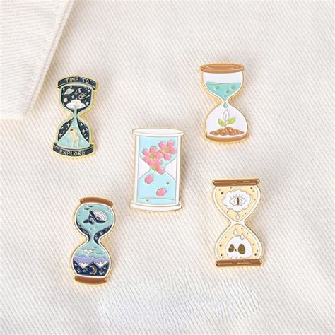 Wholesale Lapel Badge Pin Whale Astronaut Flower Skeleton Brooch Hourglass Enamel Pins China