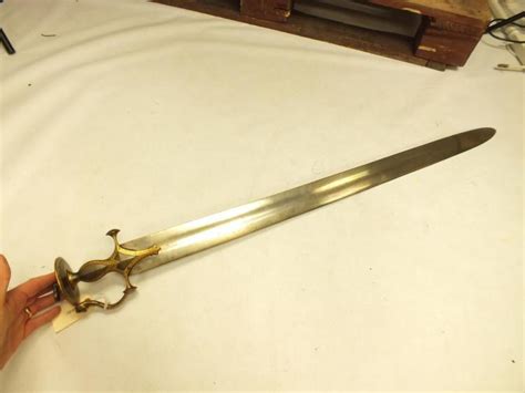 An Unusual 19th Century Indian Straight Sword 89cm Broad Fullered