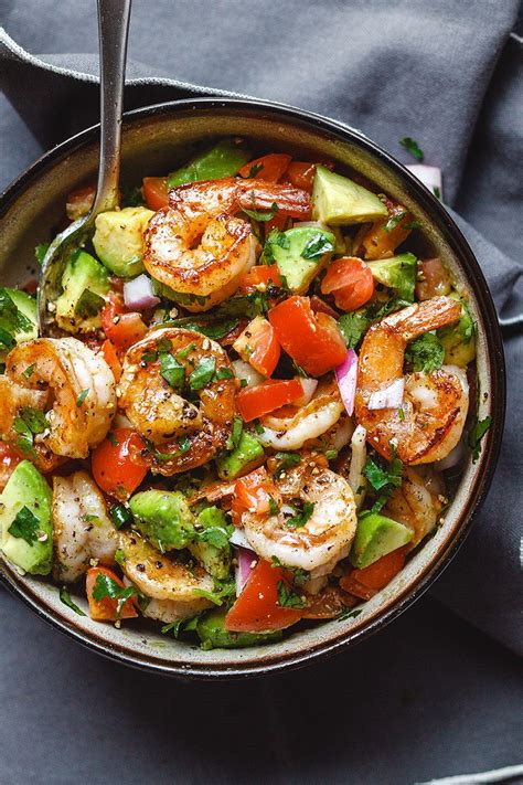 Combine all of the salad ingredients in a large bowl. Shrimp and Avocado Salad Recipe — Eatwell101