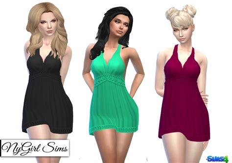 Nygirl Sims 4 V Back Halter Dress