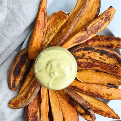 It is also good on a baked sweet potato, as a dip for raw vegetables and for potato chips. Maple Mustard Dipping Sauce & Sweet Potato Fries | Mustard ...